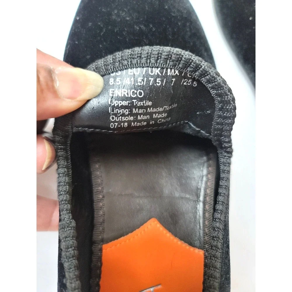Tallia Enrico Men‎ Black Velvet Slip-On Loafers Size 8.5